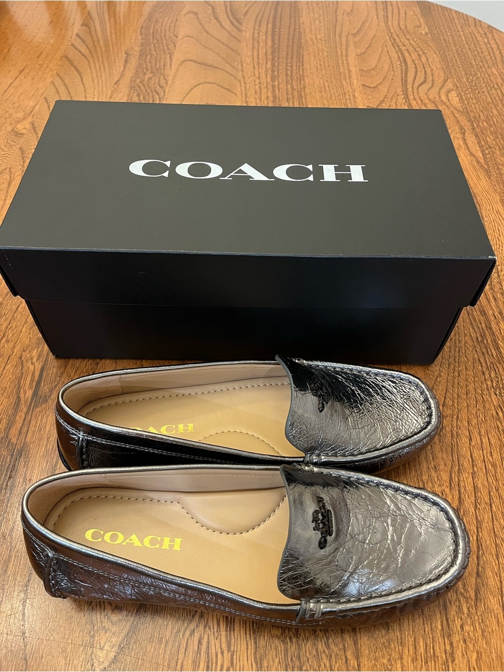 Coach Black Leather Penny Loafers